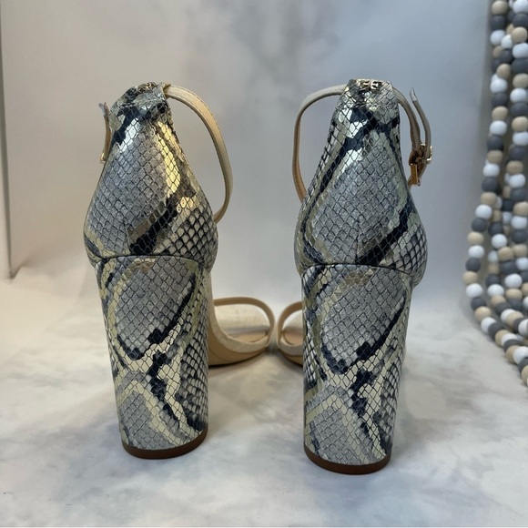 Sam Edelman Yaro Ankle Strap Snake Embossed and beige Block heel Sandal 9.5 - Picture 4 of 11